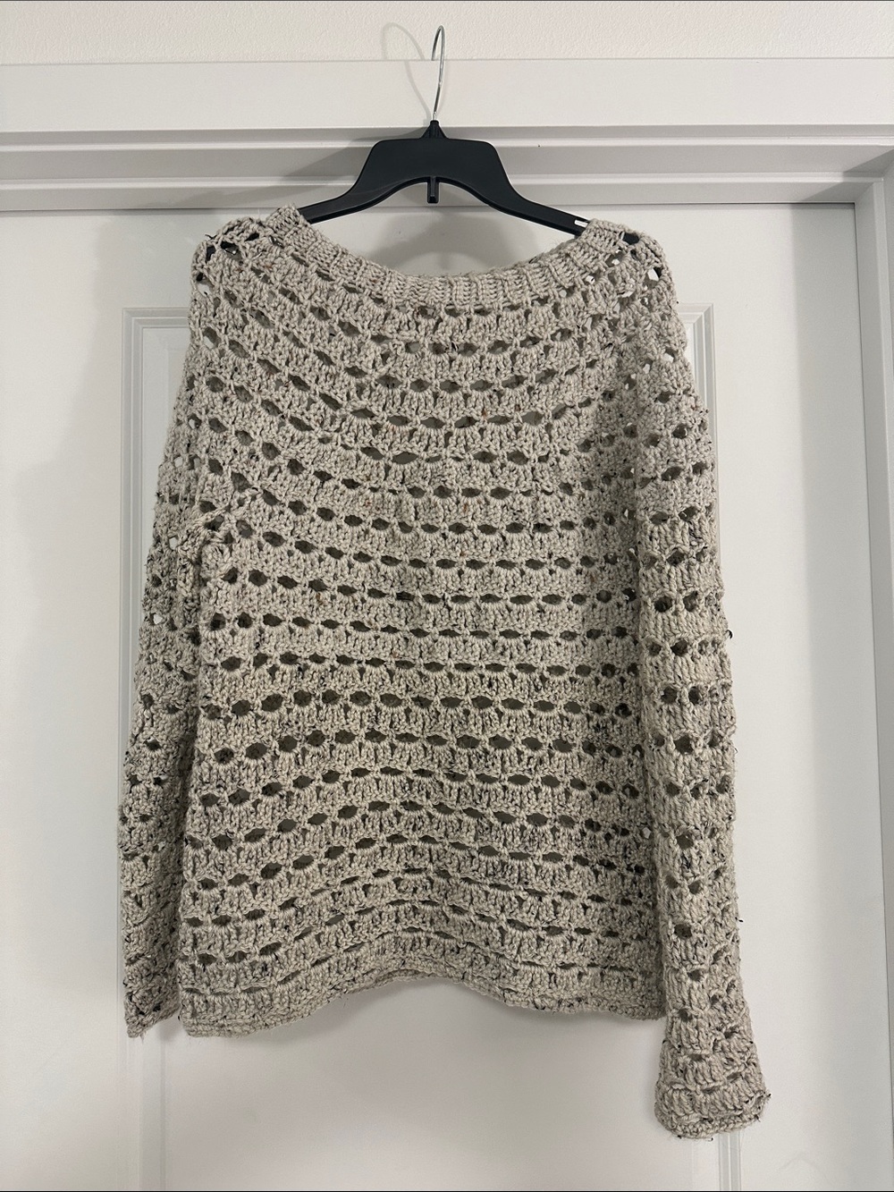 Open-Knit Scoop-Neck Sweater in Light Taupe